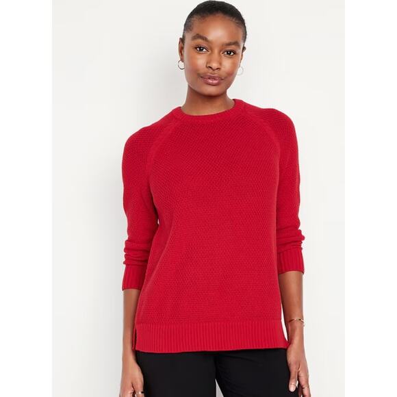 Old Navy Women's Cotton Textured Tunic Long Sleeve Pullover Sweater Size XLT Red - Picture 1 of 8